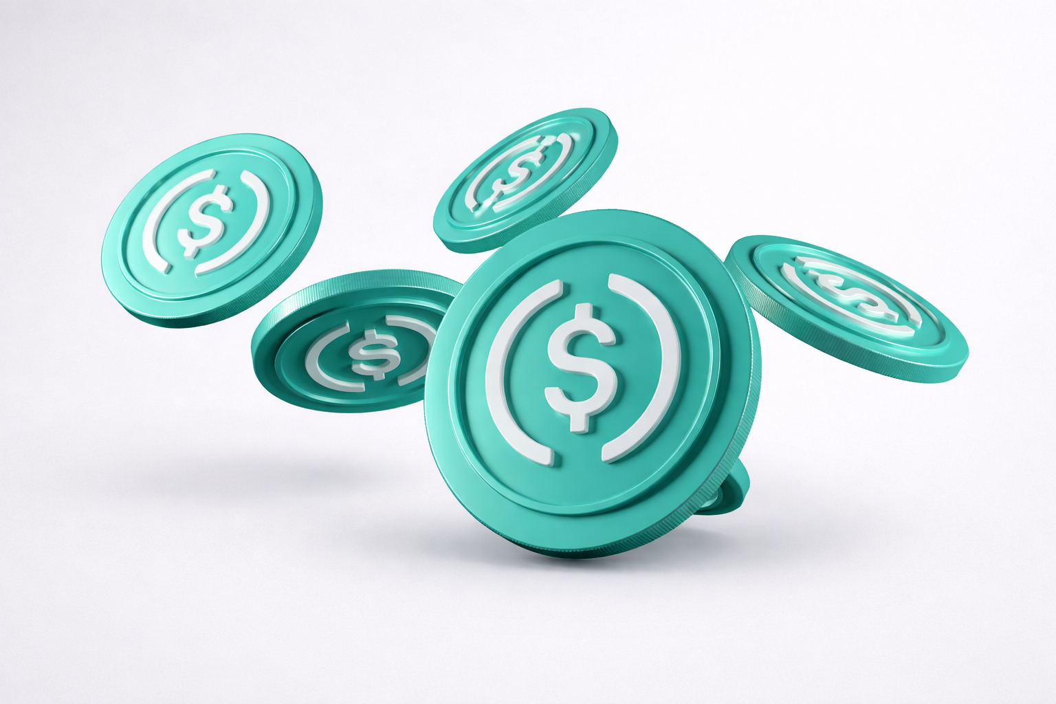 3D floating stablecoin coins